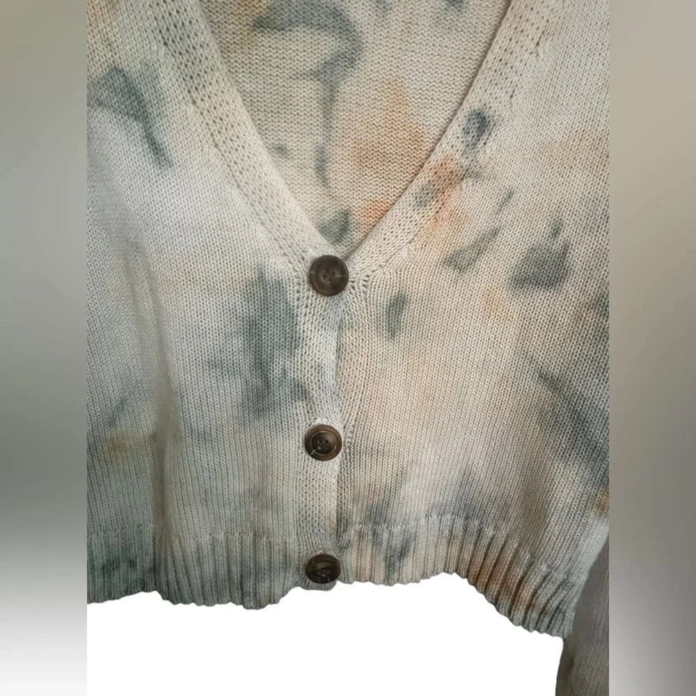 Honey Punch Rust & Grey Tie Dye Cropped Knit Sweater Size Medium - Picture 4 of 7